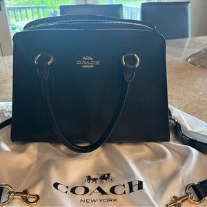 Coach Black Leather Satchel with Structured Design